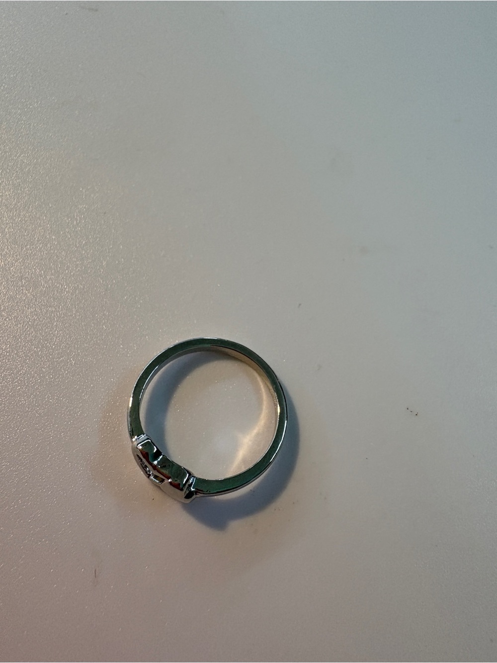 Silver Heart Accent Ring Size 7 - Picture 2 of 3